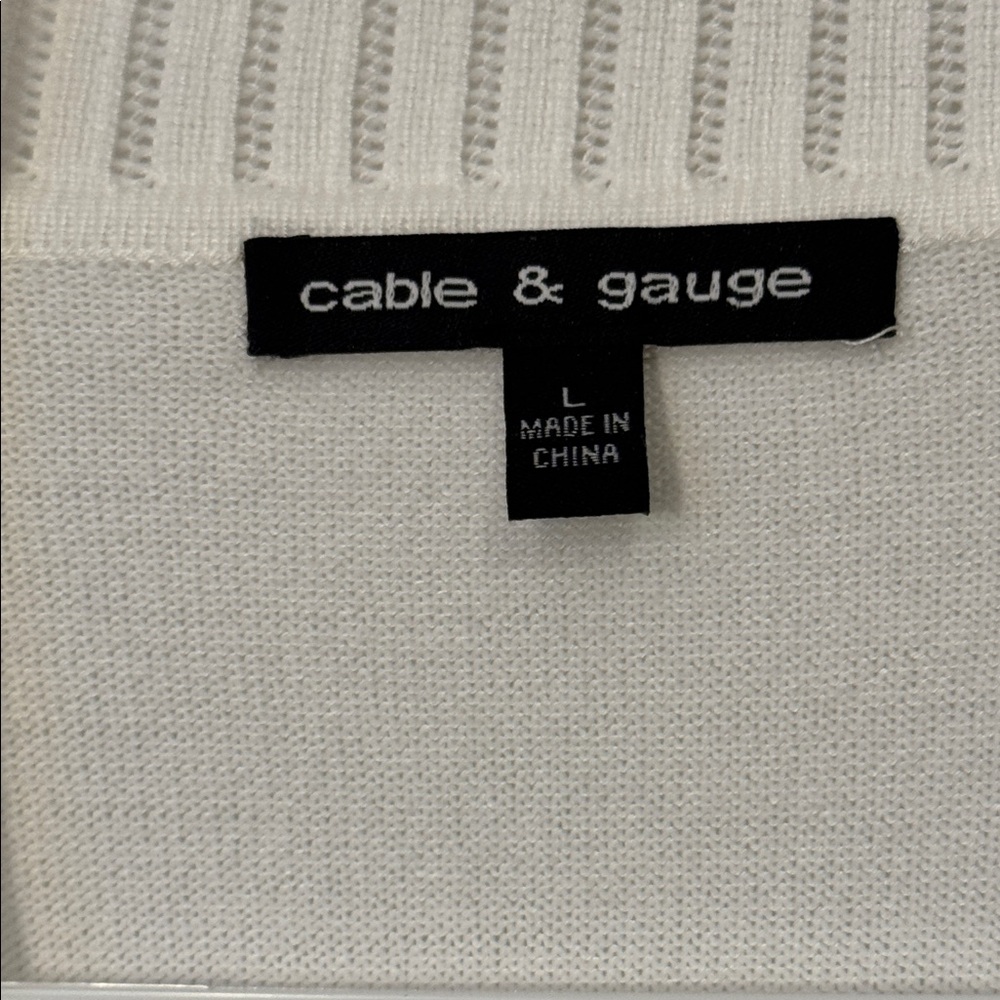 Cable & Guage white 3/4 sleeve open-front cropped cardigan shrug sweater Large - Picture 2 of 8